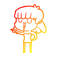 warm gradient line drawing cartoon woman