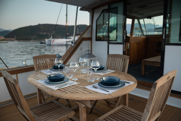 Fine dining on board a boat