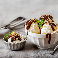 Vanilla Ice Cream with Chocolate Topping