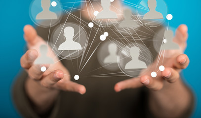 people network digital in hand