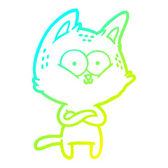 cold gradient line drawing cartoon cat