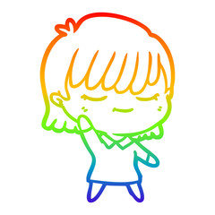 rainbow gradient line drawing cartoon woman
