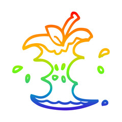 rainbow gradient line drawing cartoon juicy bitten apple