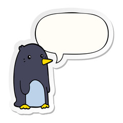 cartoon penguin and speech bubble sticker