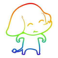 rainbow gradient line drawing cute cartoon elephant