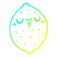 cold gradient line drawing cartoon happy lemon