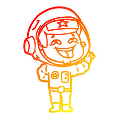 warm gradient line drawing cartoon laughing astronaut