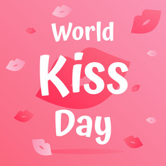 World kiss day vector with kiss icons on pink background