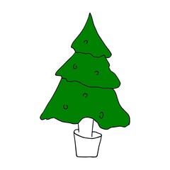 Christmas green tree. Holiday color background. Merry Christmas and Happy New Year. Vector illustration