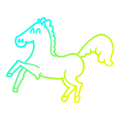 cold gradient line drawing cartoon horse rearing up