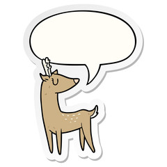 cartoon deer and speech bubble sticker