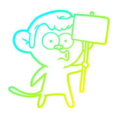 cold gradient line drawing cartoon hooting monkey