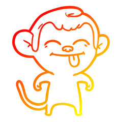 warm gradient line drawing funny cartoon monkey