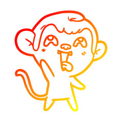warm gradient line drawing crazy cartoon monkey