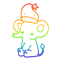 rainbow gradient line drawing cute christmas elephant