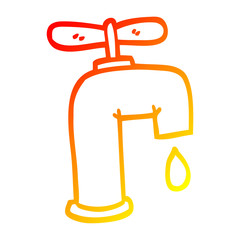 warm gradient line drawing cartoon dripping faucet