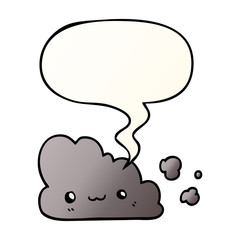 cute cartoon cloud and speech bubble in smooth gradient style