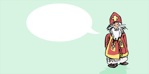 Saint Nicholas - comic illustration - text balloon