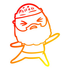 warm gradient line drawing cartoon man with beard