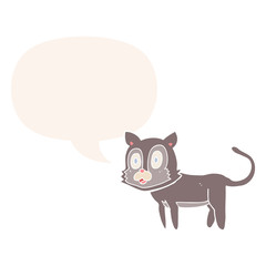 happy cartoon cat and speech bubble in retro style