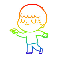 rainbow gradient line drawing cartoon grumpy boy