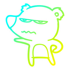 cold gradient line drawing annoyed bear cartoon