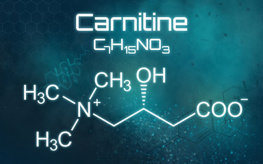Obraz premium Chemical formula of Carnitine on a futuristic background