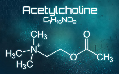 Fototapeta na wymiar Chemical formula of Acetylcholine on a futuristic background