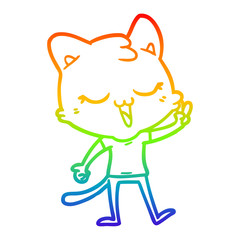 rainbow gradient line drawing cartoon cat