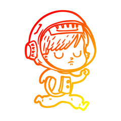 warm gradient line drawing cartoon astronaut woman