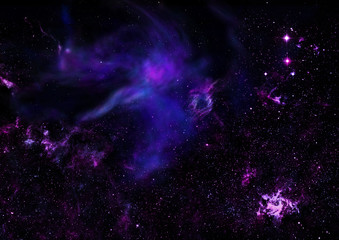 Star field in space and a nebulae. 3D rendering