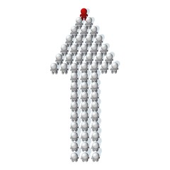 Index arrow made of 3D people with a leader at the top - isolated on white background