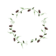 Flower wreath of fantastic plants in delicate colors. Vector illustration can be used for decoration of wedding cards, invitation, banners, posters, flyers, for your inscriptions and illustrations.