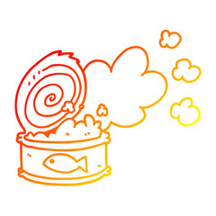 warm gradient line drawing cartoon smelly can of fish