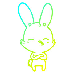 cold gradient line drawing curious bunny cartoon