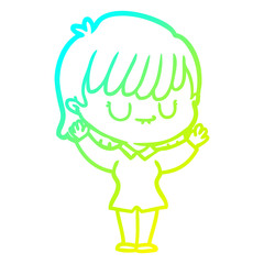 cold gradient line drawing cartoon woman