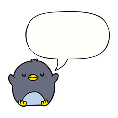 cute cartoon penguin and speech bubble