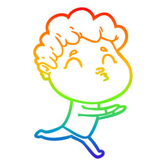 rainbow gradient line drawing cartoon man pouting