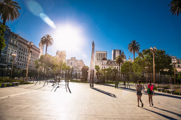  People walk on  Plaza de Mayo square in Buenos Aires, Argentina.