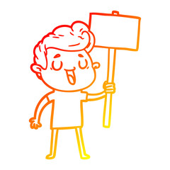 warm gradient line drawing happy cartoon man
