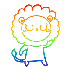 rainbow gradient line drawing cartoon lion