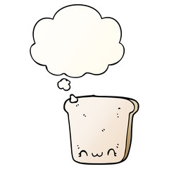 cartoon slice of bread and thought bubble in smooth gradient style