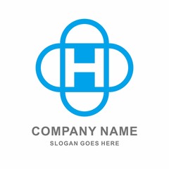 Monogram Letter H Geometric Square Business Company Vector Logo Design Template