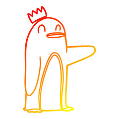 Obraz premium warm gradient line drawing cartoon emperor penguin