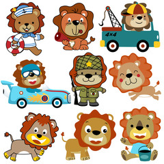 Vector set of lions cartoon