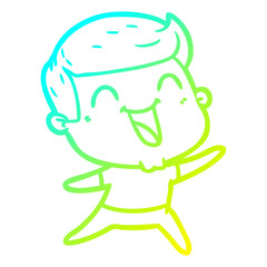 cold gradient line drawing cartoon man laughing