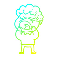 cold gradient line drawing cartoon furious man