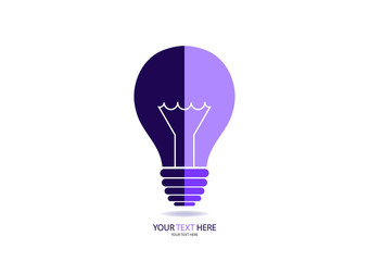 A bright logo for a business light bulb half illuminating. The concept of global energy saving.