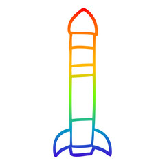 rainbow gradient line drawing cartoon tall rocket