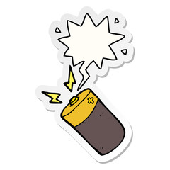 cartoon battery and speech bubble sticker